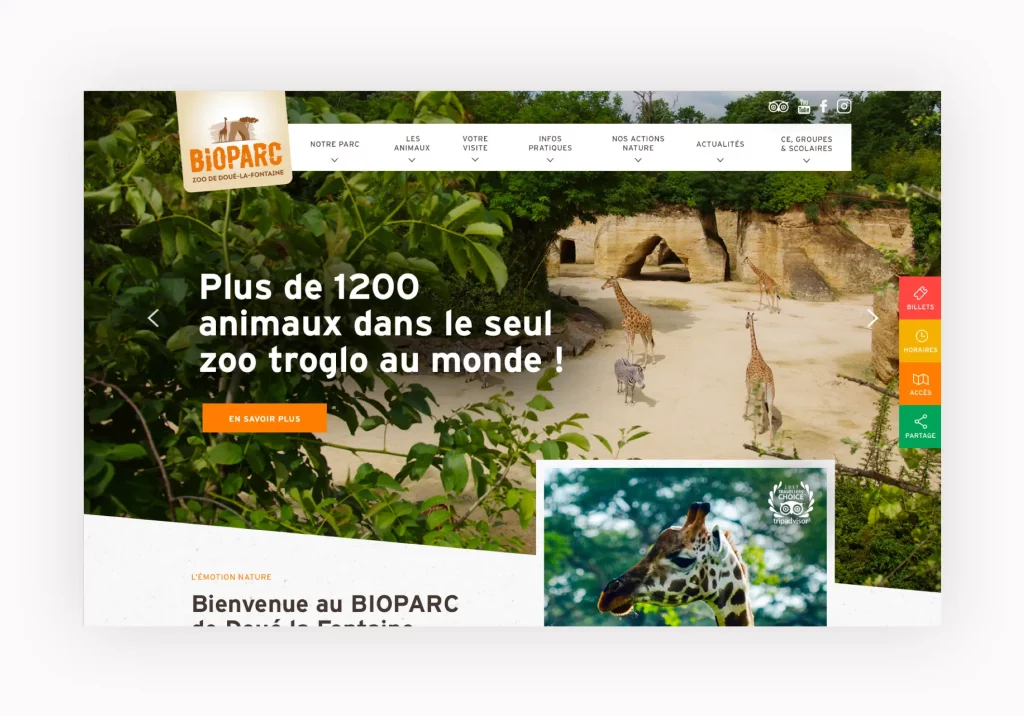Eco conception du site du Bioparc, développement de la billetterie