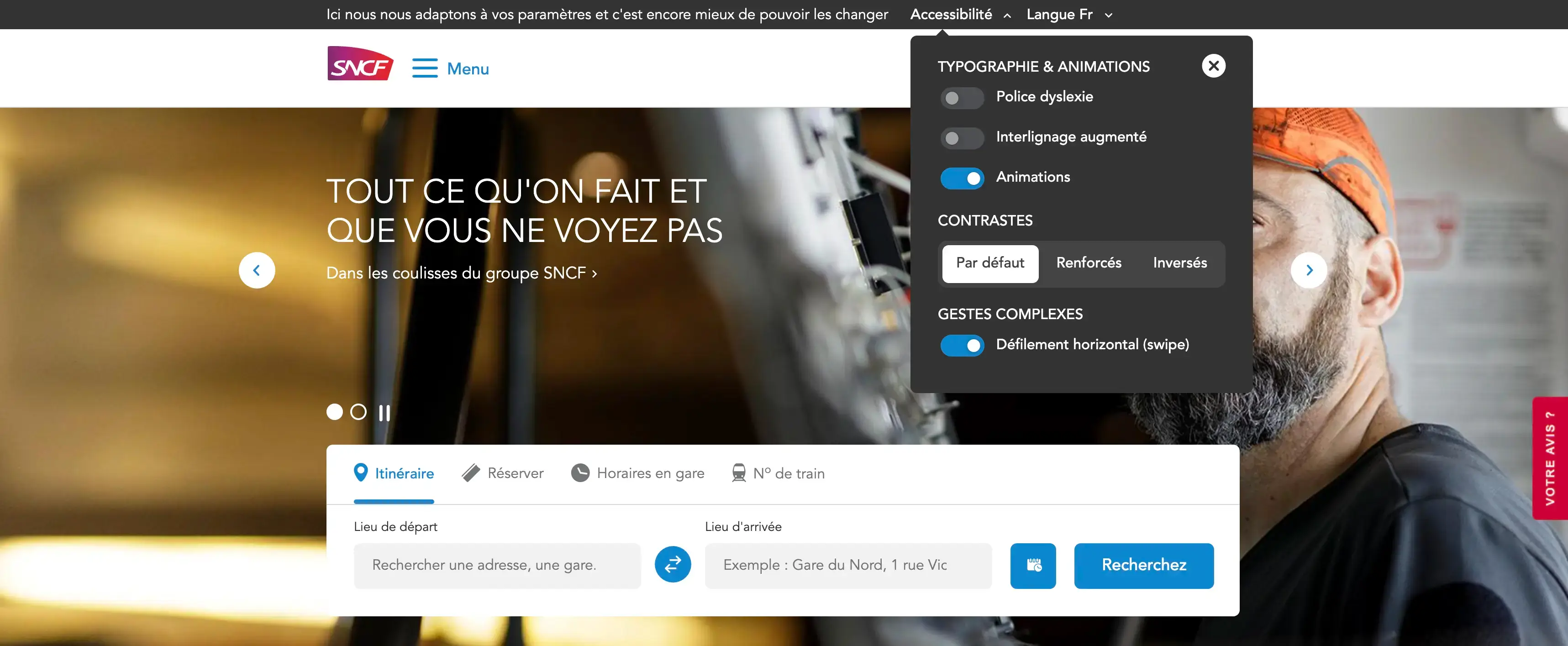 Site internet SNCF accesibilité