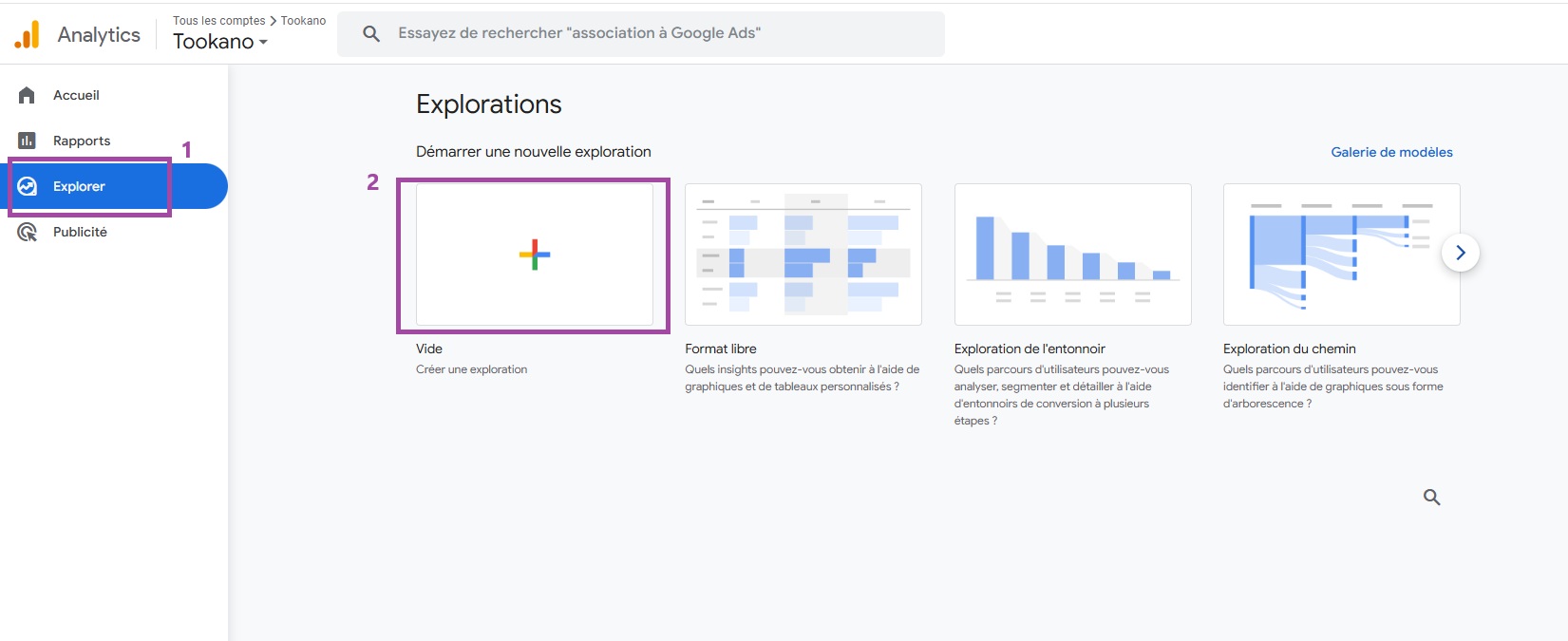 Créer une exploration GA4 en vue de la création d'un segment de trafic IA