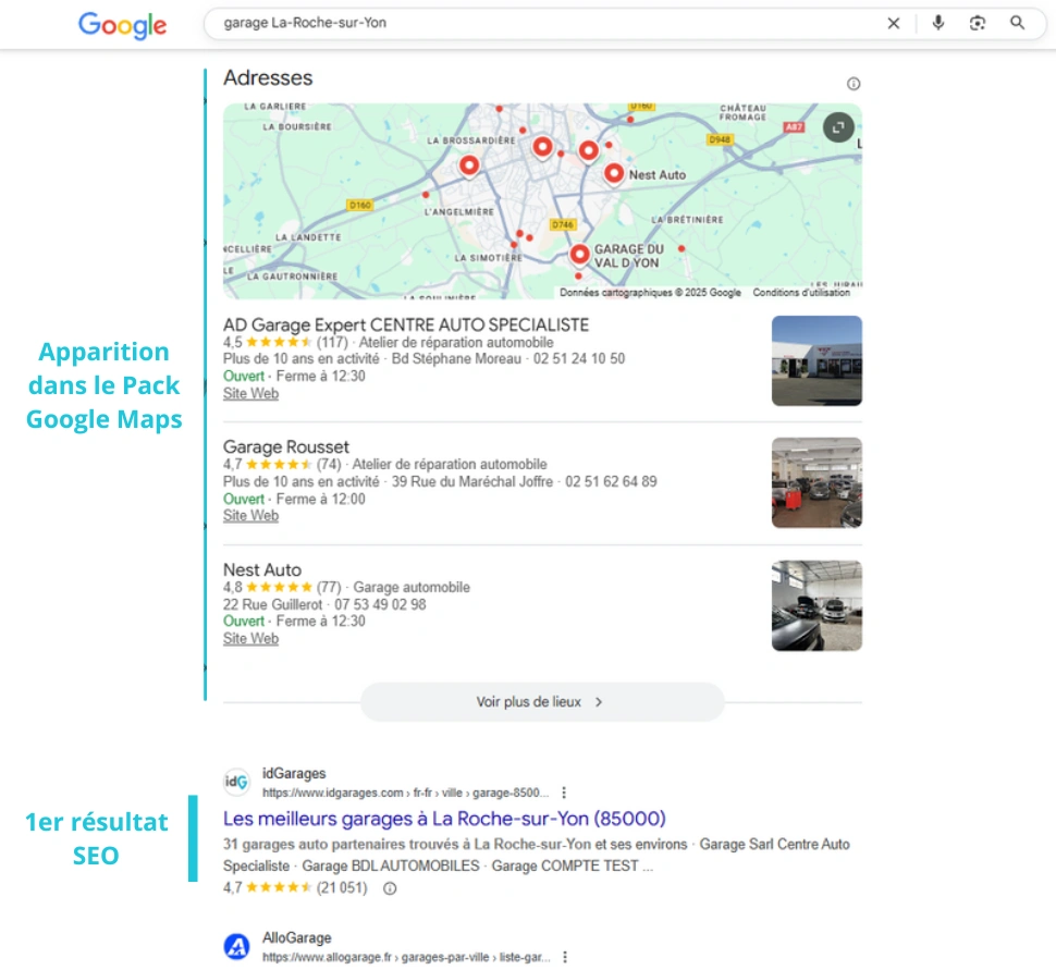 Apparition dans le Pack Google Maps