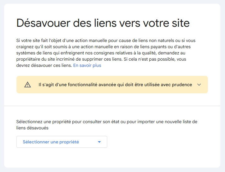 Désavouer liens depuis la Google Search Console