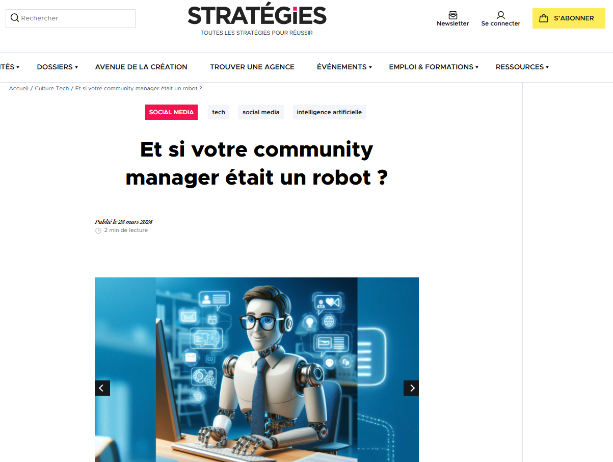 Parution d'un article pour notre client Tookano dans Stratégie