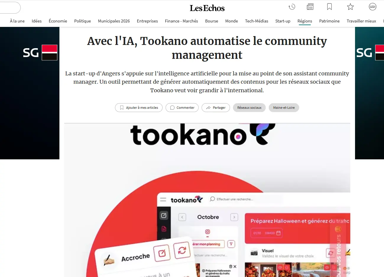 Article obtenu dans Les Echos pour notre client Tookano