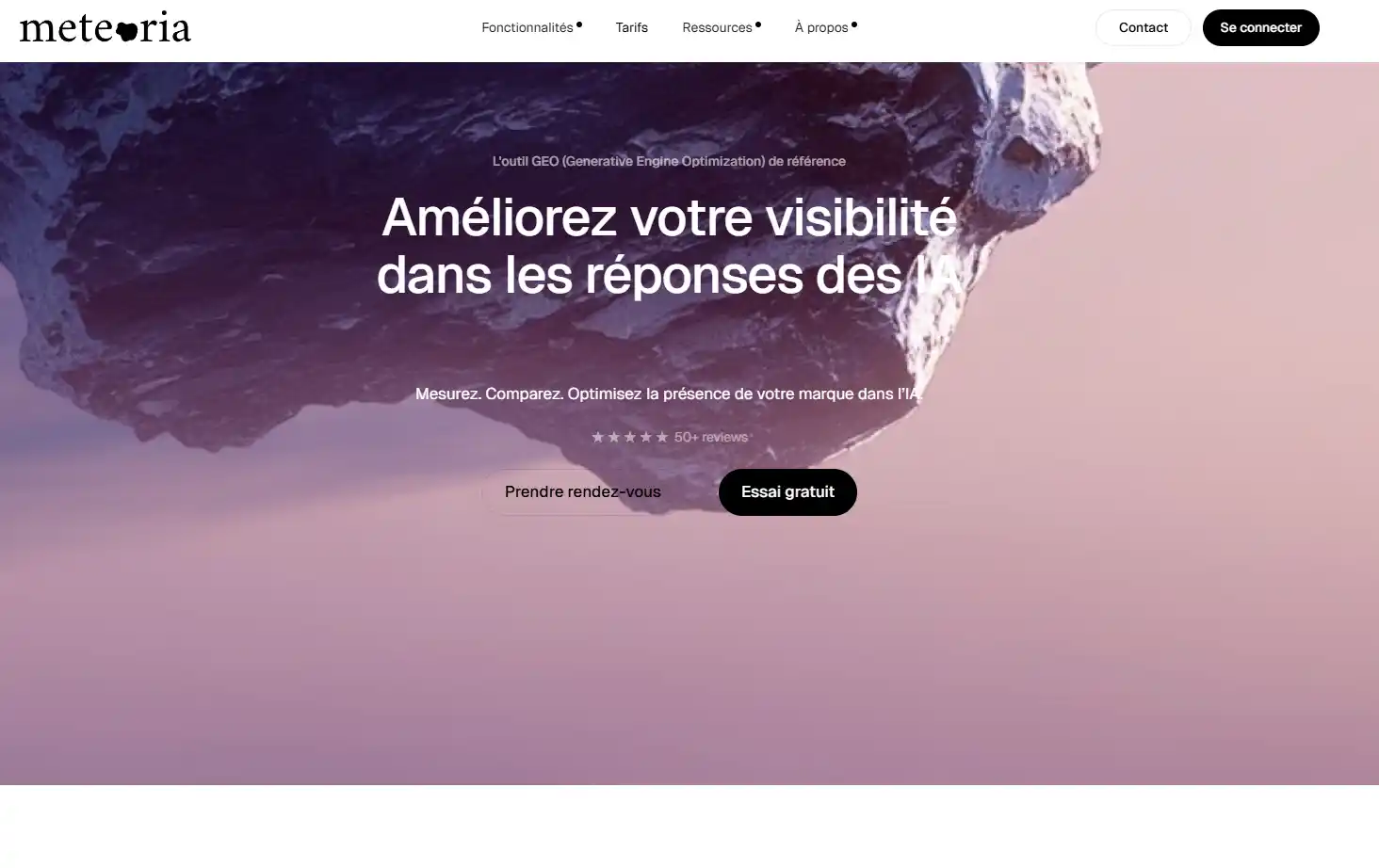 Page d’accueil de l’outil GEO Meteoria