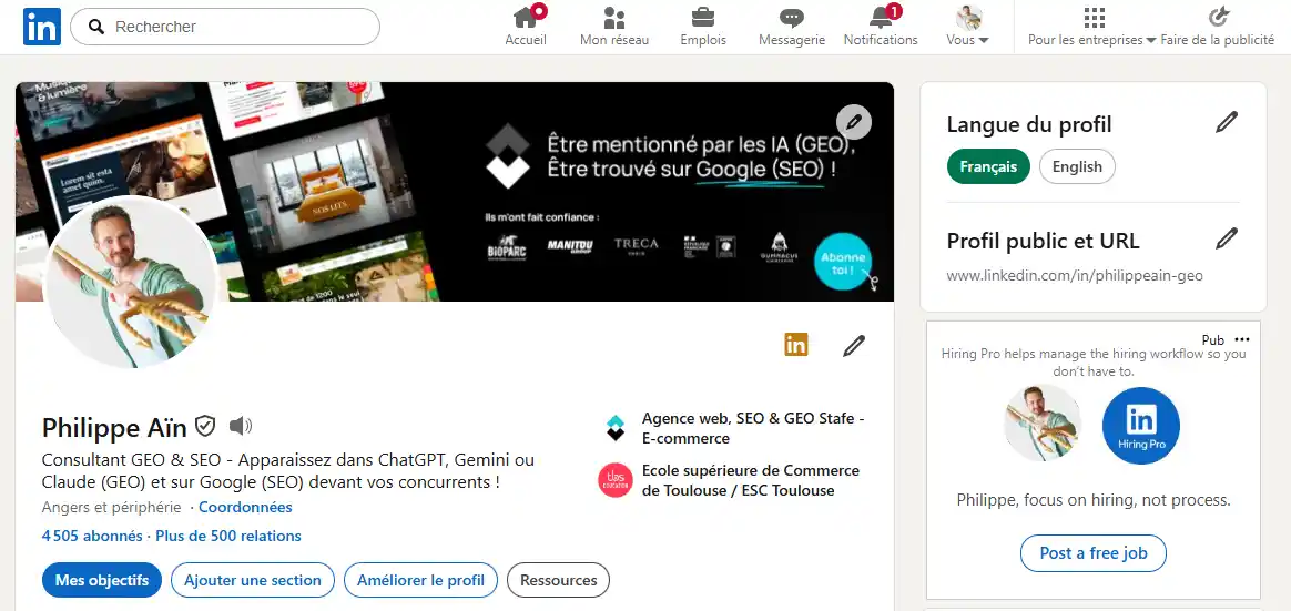 Profil d'un consultant GEO réputé - Philippe Aîn
