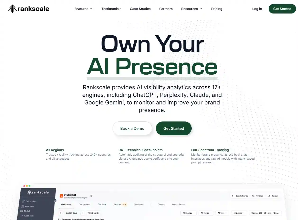 Page d’accueil de l’outil GEO Rankscale.ai