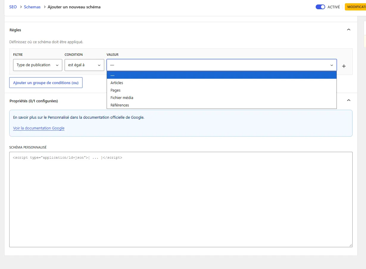 intégration du JSON-LD personnalisé